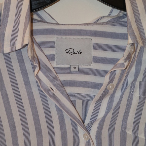 Rails Girls Button Down blue and striped shirt - Picture 2 of 3